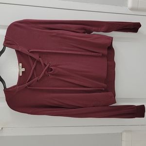 Express One Eleven lightweight criss cross hooded top sweater Sweatshirt hoddie